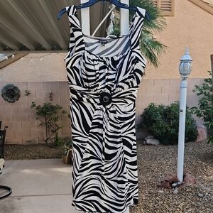 Enfocus Studio Black and White Zebra Print Mini Dress